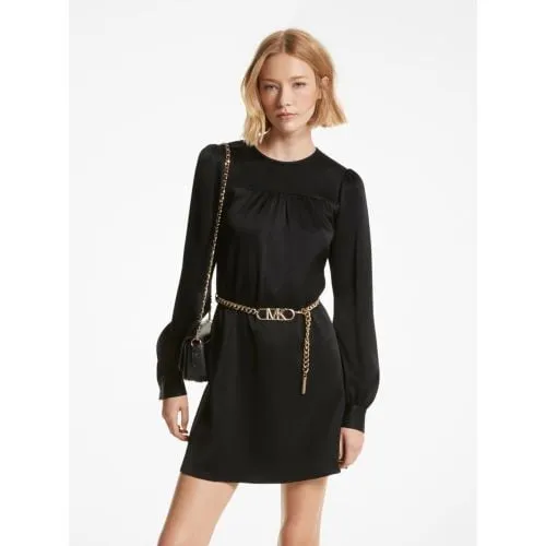 Michael Kors Womens Black Mod Empire Chain Mini Dress