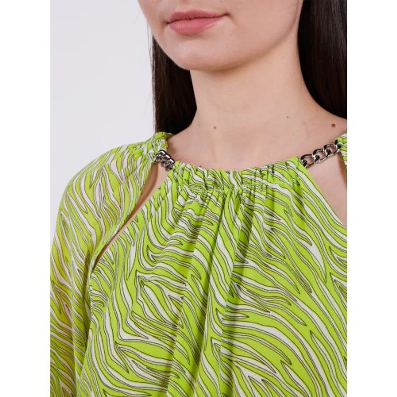 Michael Kors Womens Bright Limeade Zebra Print Midi Dress