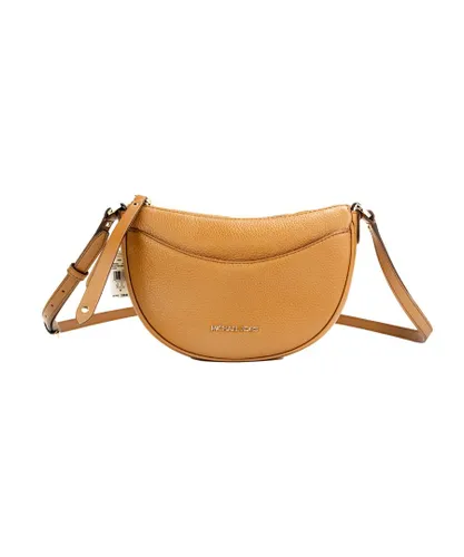 Michael Kors WoMens Dover Small Luggage Pebbled Leather Half Moon Crossbody Bag Purse - Tan - One Size