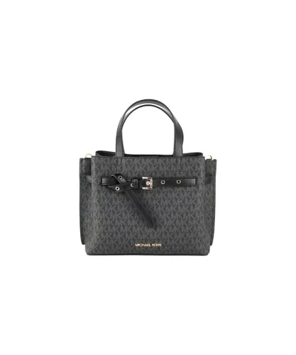Michael Kors WoMens Emilia Small Black Signature PVC Satchel Crossbody Handbag Purse - One Size