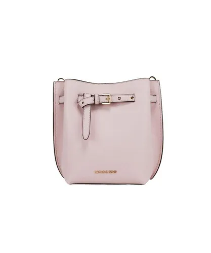 Michael Kors WoMens Emilia Small Powder Blush Pebble Leather Bucket Messenger Handbag - One Size