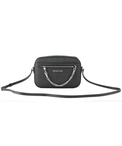 Michael Kors Womens Jet Set Item Large East West Saffiano Leather Zip Chain Crossbody Handbag - Black - One Size