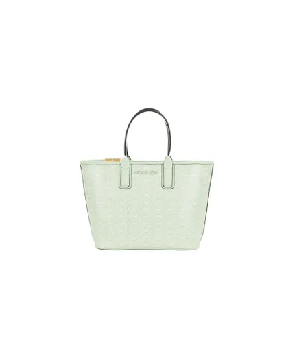 Michael Kors WoMens Jodie Small Jacquard Logo Recycled Tote Handbag Atom Green - Black - One Size