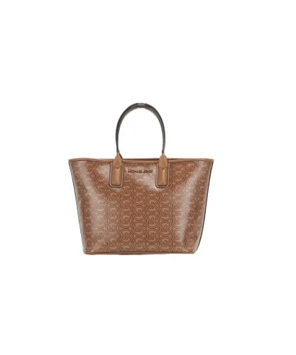 Michael Kors WoMens Jodie Small Jacquard Logo Recycled Tote Handbag Luggage Brown - Black - One Size