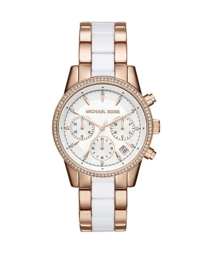 Michael Kors Womens Ladies' Ritz Watch MK6324 - Silver & Rose Gold Metal - One Size