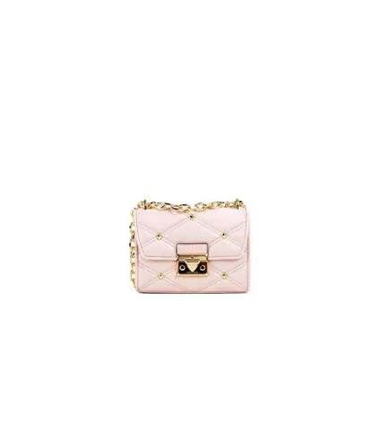 Michael Kors WoMens Serena Small Smooth Pink Vegan Leather Studded Flap Crossbody Bag - Blush - One Size