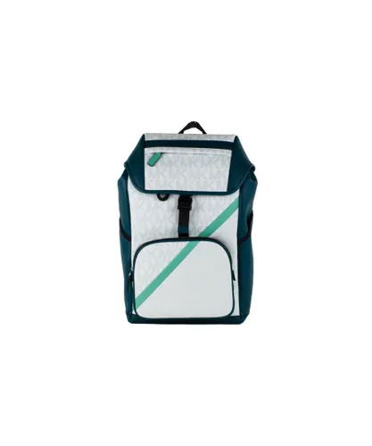 Michael Kors WoMens Signature Cooper Sport Flap Lagoon Large Backpack Bookbag Bag - White/Green Leather - One Size