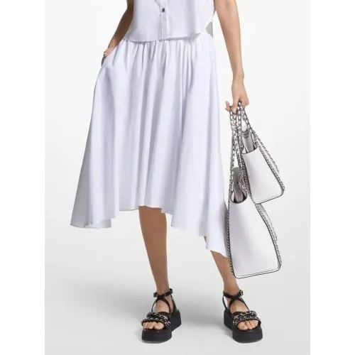 Michael Kors Womens White Cotton Poplin Skirt