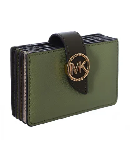 Michael Kors Womens XS ACCORDIAN card holder 32S2GGRD0L woman - Green Calfskin - One Size