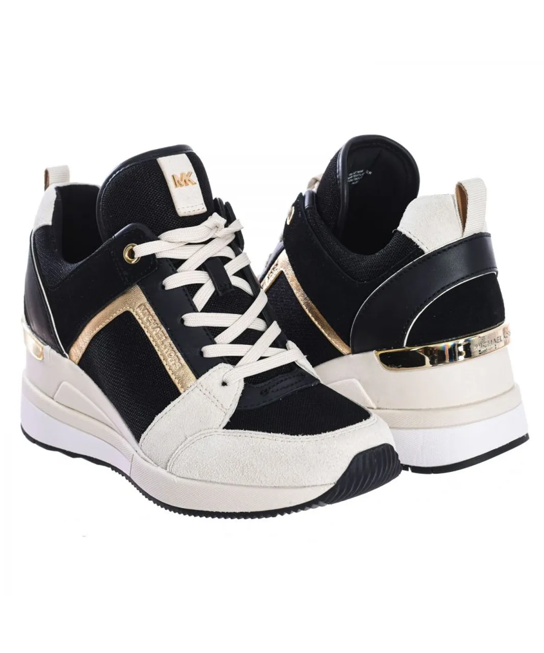Michael Kors Womenss Georgie Tricolor R9GEFS1S Sneaker Shoe - Black Leather