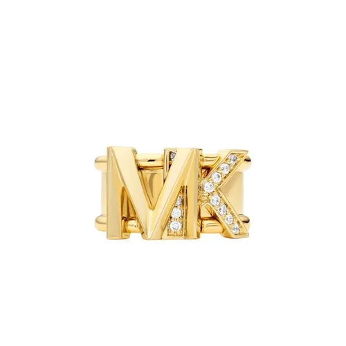 MICHAEL Michael Kors 14K Gold Plated Brass Pave Logo Ring - Gold