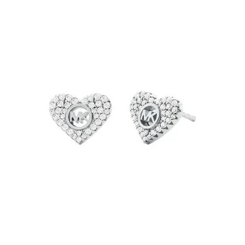 MICHAEL Michael Kors 14k Gold Plated Heart Stud Earrings - Silver