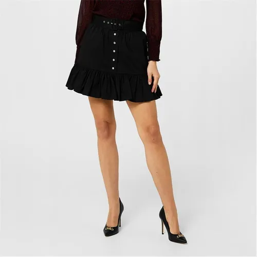 Michael Michael Kors Belted Ruffle Mini Skirt - Black