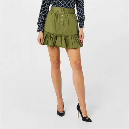 Michael Michael Kors Belted Ruffle Mini Skirt - Green