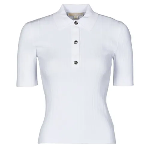MICHAEL Michael Kors  BUTTON POLO SWEATER  women's Polo shirt in White