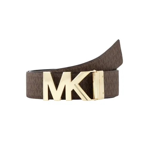 MICHAEL Michael Kors Michael Kors Reversible MK Logo and Leather Waist Belt - Black