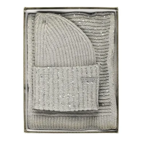 MICHAEL Michael Kors Michael Kors Sequin Links Scarf and Cuff Hat Box Set - Grey