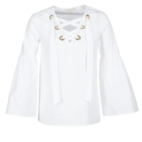 MICHAEL Michael Kors  POPLIN GRMT LCE UP T.  women's Blouse in White