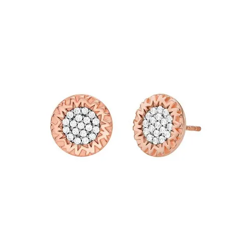 MICHAEL Michael Kors Two Tone Sterling Silver Pave Stud Earrings - Silver