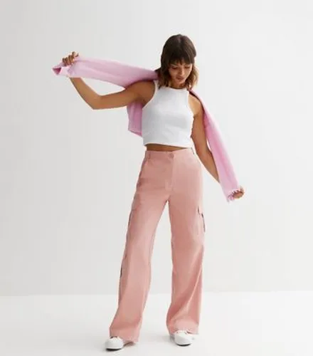Mid Pink Wide Leg Cargo Trousers New Look