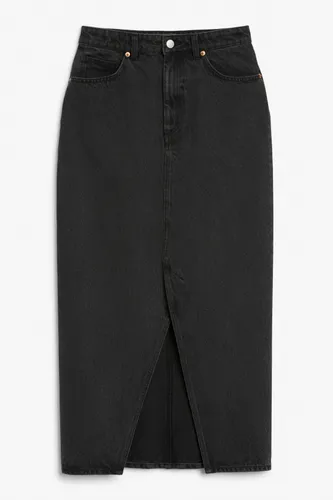 Midi denim skirt - Black