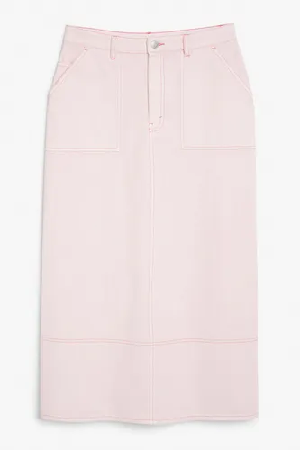 Midi denim utility skirt - Pink