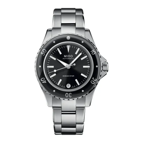 Mido , Ocean Star 36.5 Automatic Steel Watch ,Black female, Sizes: ONE SIZE