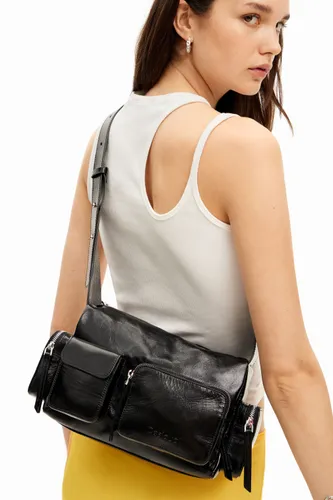 Midsize pockets leather bag - BLACK - U