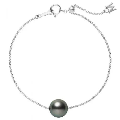 Mikimoto 18ct White Gold 10mm Black South Sea Pearl Adjustable Chain Bracelet