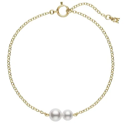 Mikimoto 18ct Yellow Gold White Akoya Pearl Chain Bracelet