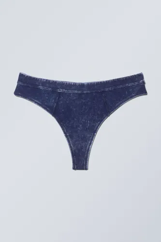Miley Washed Cotton Thong - Blue