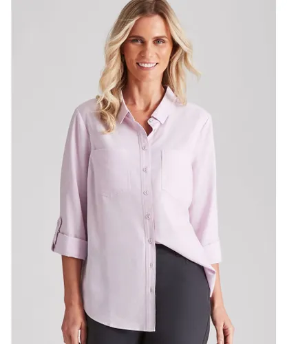 Millers Womens 3/4 Roll Sleeve Linen Blend Shirt - Lilac