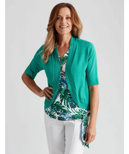 Millers Womens Elbow Sleeve Crop Cardigan - Emerald Nylon