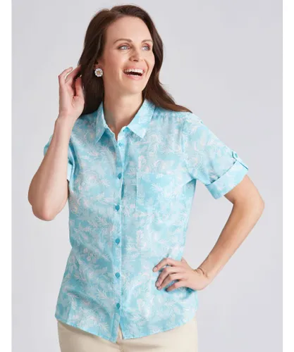 Millers Womens Short Sleeve Cotton Voile Shirt - Blue