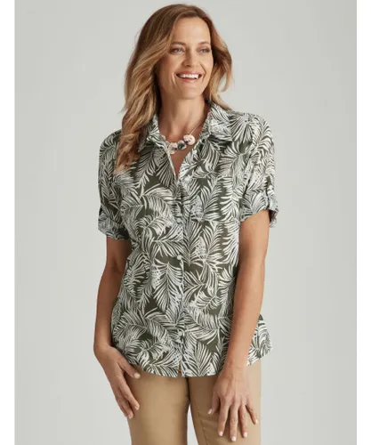Millers Womens Short Sleeve Cotton Voile Shirt - Green