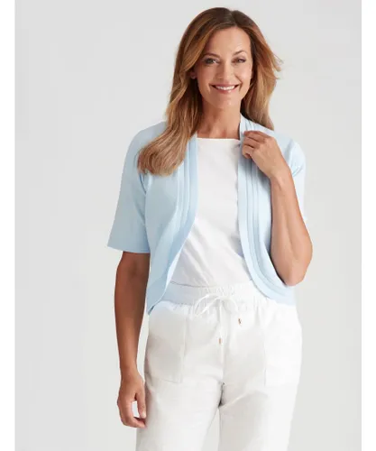 Millers Womens Short Sleeved Crop Cardigan - Blue Nylon