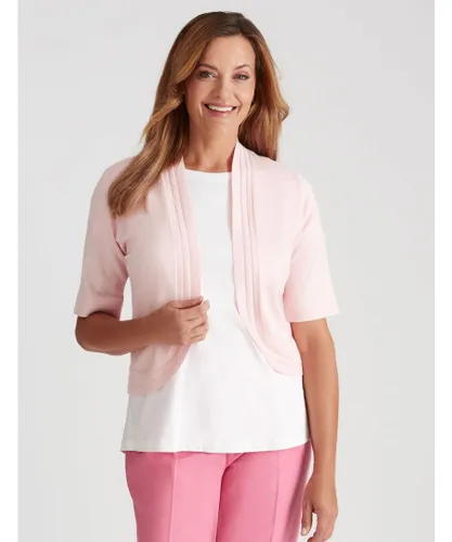 Millers Womens Short Sleeved Crop Cardigan - Pink Nylon