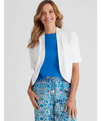 Millers Womens Short Sleeved Crop Cardigan - White Nylon