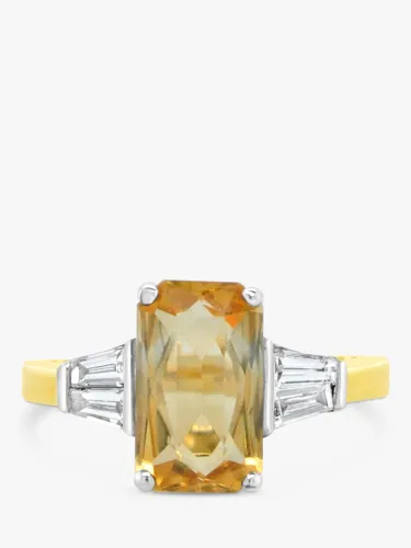 Milton & Humble Jewellery Second Hand 18ct Gold Citrine & Diamond Cocktail Ring, Gold/Silver - Gold/Silver - Female