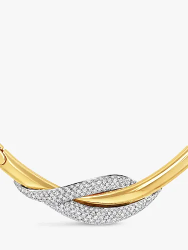 Milton & Humble Jewellery Second Hand Wempe 18ct Gold Pave Diamond Collarette Necklace, Gold - Gold - Female