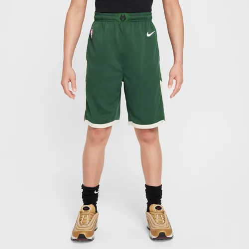 Milwaukee Bucks 2023/24 Icon Edition Older Kids' (Boys') Nike NBA Swingman Shorts - Green - Polyester