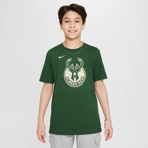 Milwaukee Bucks Essential Older Kids' (Boys') Nike NBA Logo T-Shirt - Green - Cotton