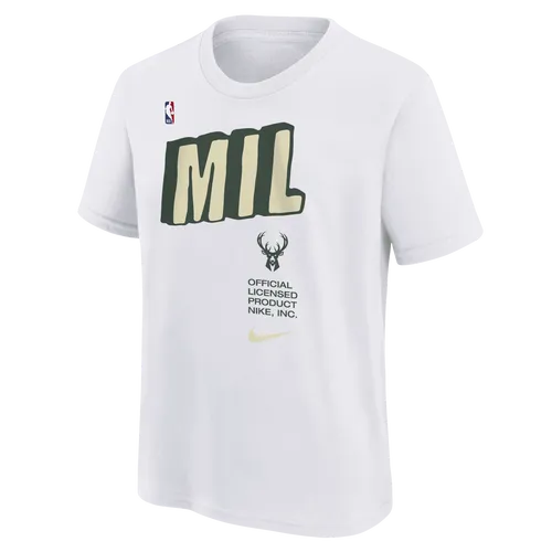 Milwaukee Bucks Older Kids' (Boys') Nike NBA T-Shirt - White - Cotton