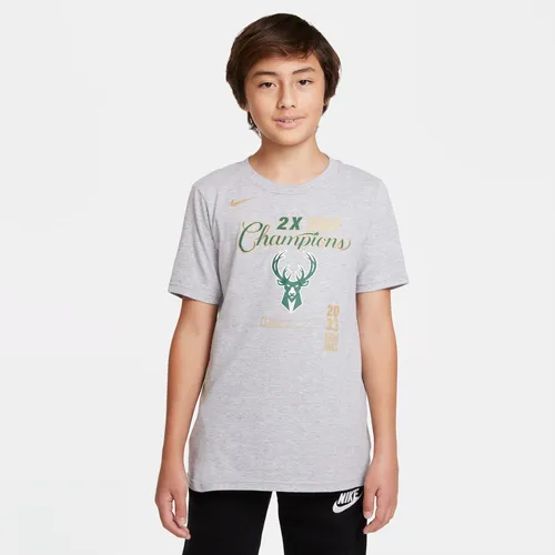 Milwaukee Bucks Older Kids' Nike NBA T-Shirt - Grey - Polyester