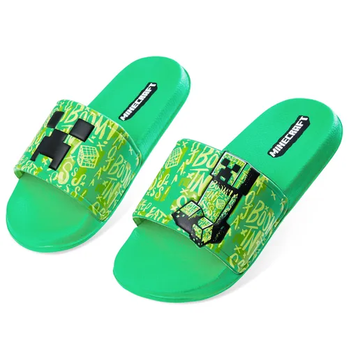 Minecraft Boys Sliders or Flip Flops for Beach and Pool -