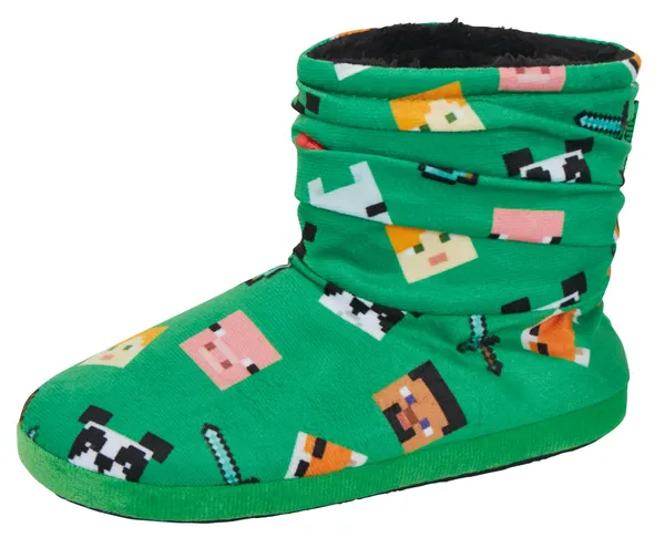 Minecraft Slipper Boots Green UK 2