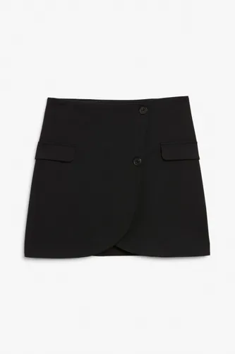 Mini button-up wrap skirt - Black