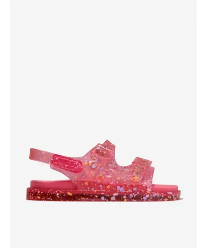 Mini Melissa Girls Wide Fleck Jelly Sandals - Pink