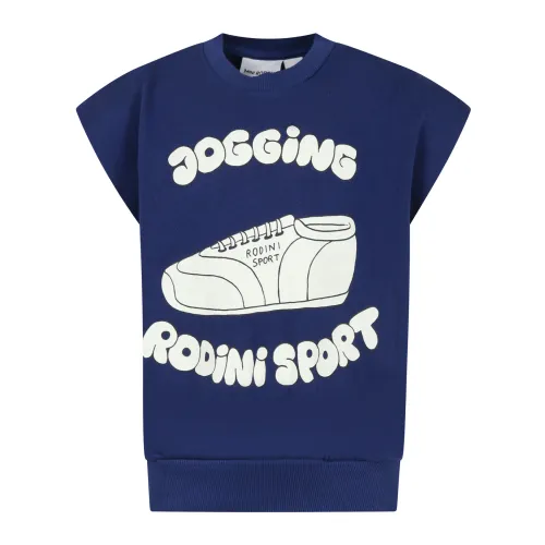 Mini Rodini , Blue Jogging Sneakers Sweatshirt ,Blue unisex, Sizes: