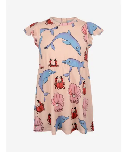 Mini Rodini Girls Pink Cotton Dolphin Print Dress